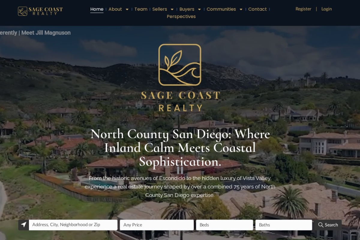 Screenshot of the Sage Coast Realty website