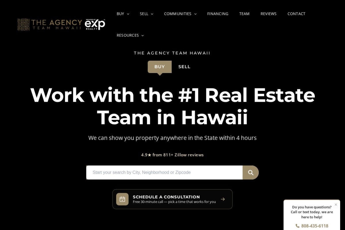 Screenshot of the The Agency Team Hawaii website
